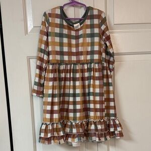 Plaid Long Sleeve Kids Dress